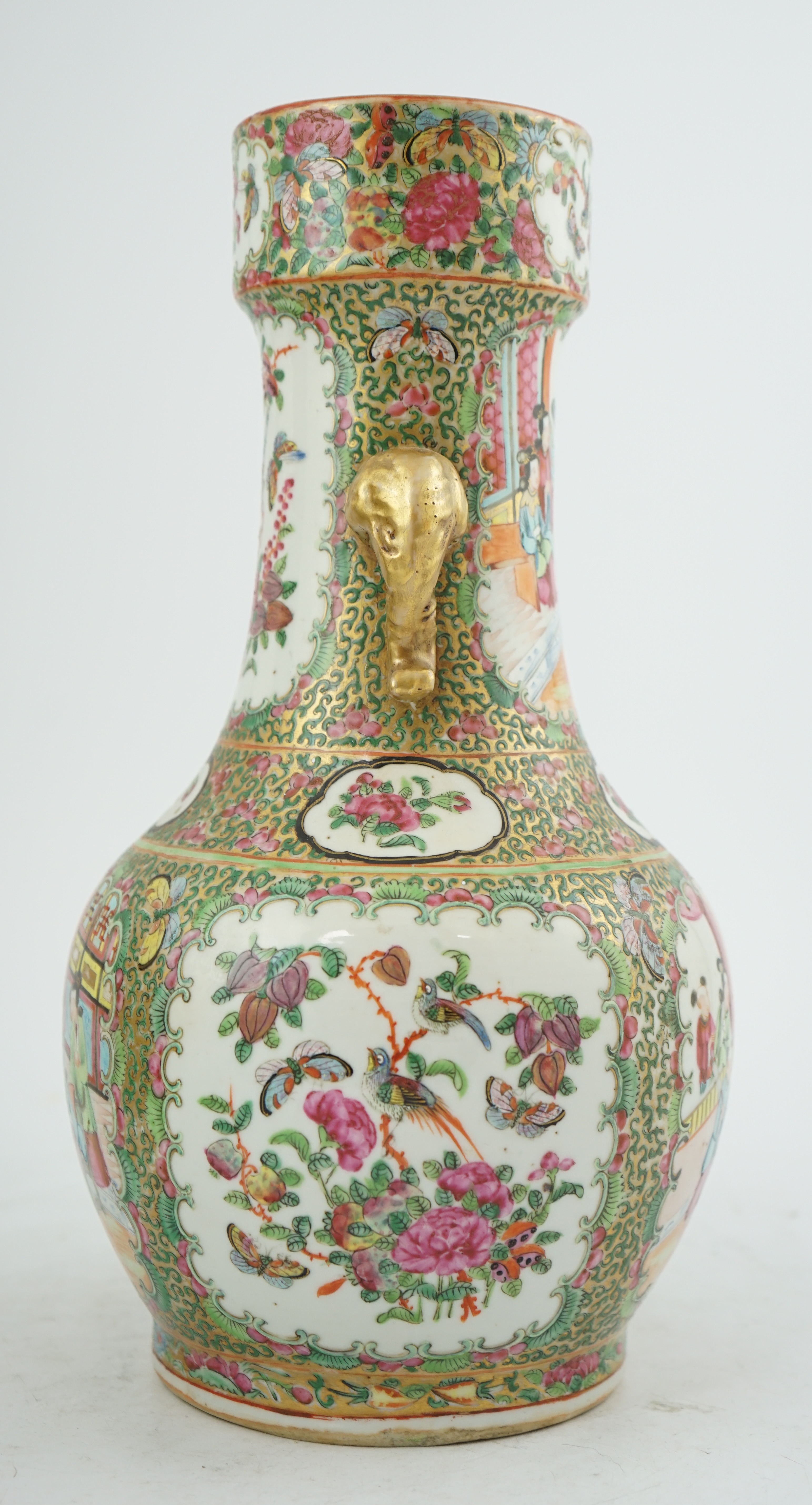 A Chinese famille rose two handled vase, mid 19th century